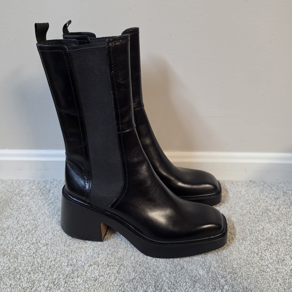 $509 NEW MAJE FRIZZANTE WOMENS BOOTS MID ANKLE CHUNKY PLATFORM  BLACK 41 US 10